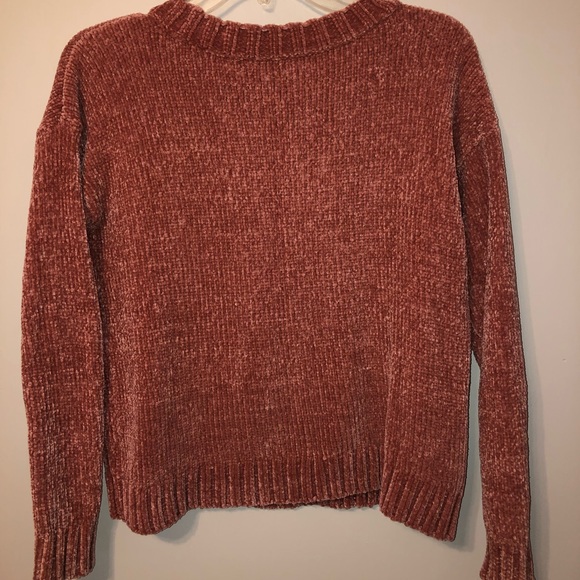 Coral pink velvet knit sweater - Picture 2 of 3